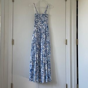 Altar'd State Blue and White Floral Smocked Dress